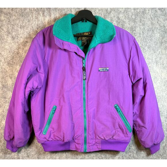 Eddie Bauer Jackets & Blazers - Vtg Eddie Bauer Womens Purple Green Fleece Lined Jacket Medium Made in USA